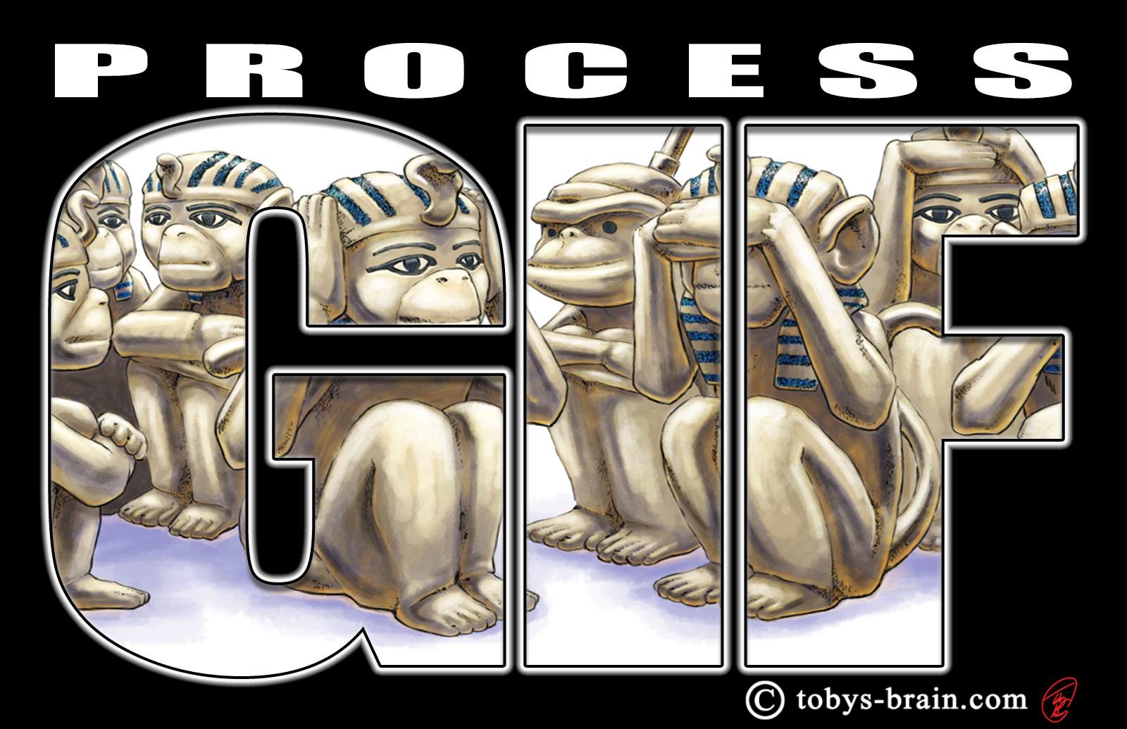 Process GIF: 8 Brass Monkeys